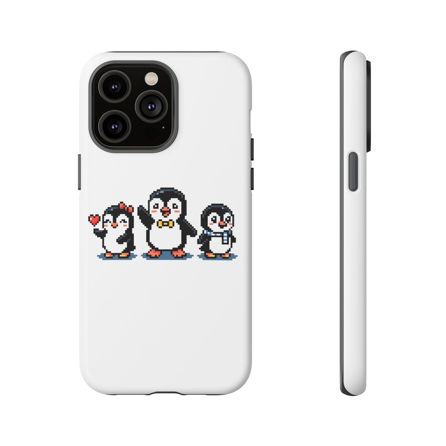 Penguin Pixel Trio Phone Case — Cute Retro 8‑Bit Penguin Family Protective Cover