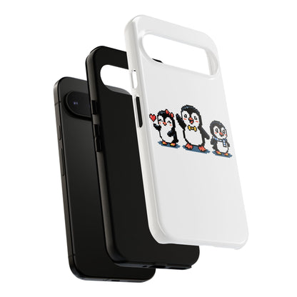 Penguin Pixel Trio Phone Case — Cute Retro 8‑Bit Penguin Family Protective Cover