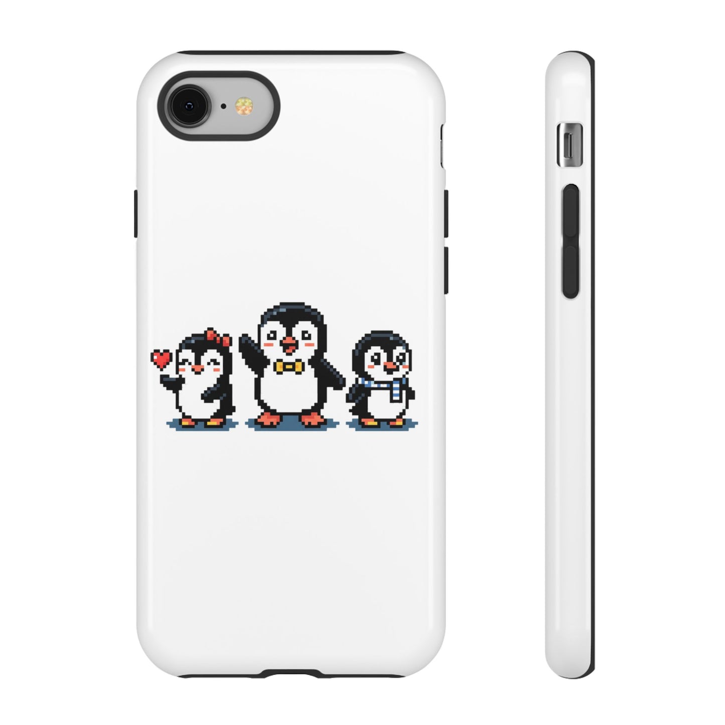 Penguin Pixel Trio Phone Case — Cute Retro 8‑Bit Penguin Family Protective Cover