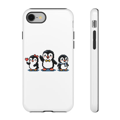Penguin Pixel Trio Phone Case — Cute Retro 8‑Bit Penguin Family Protective Cover