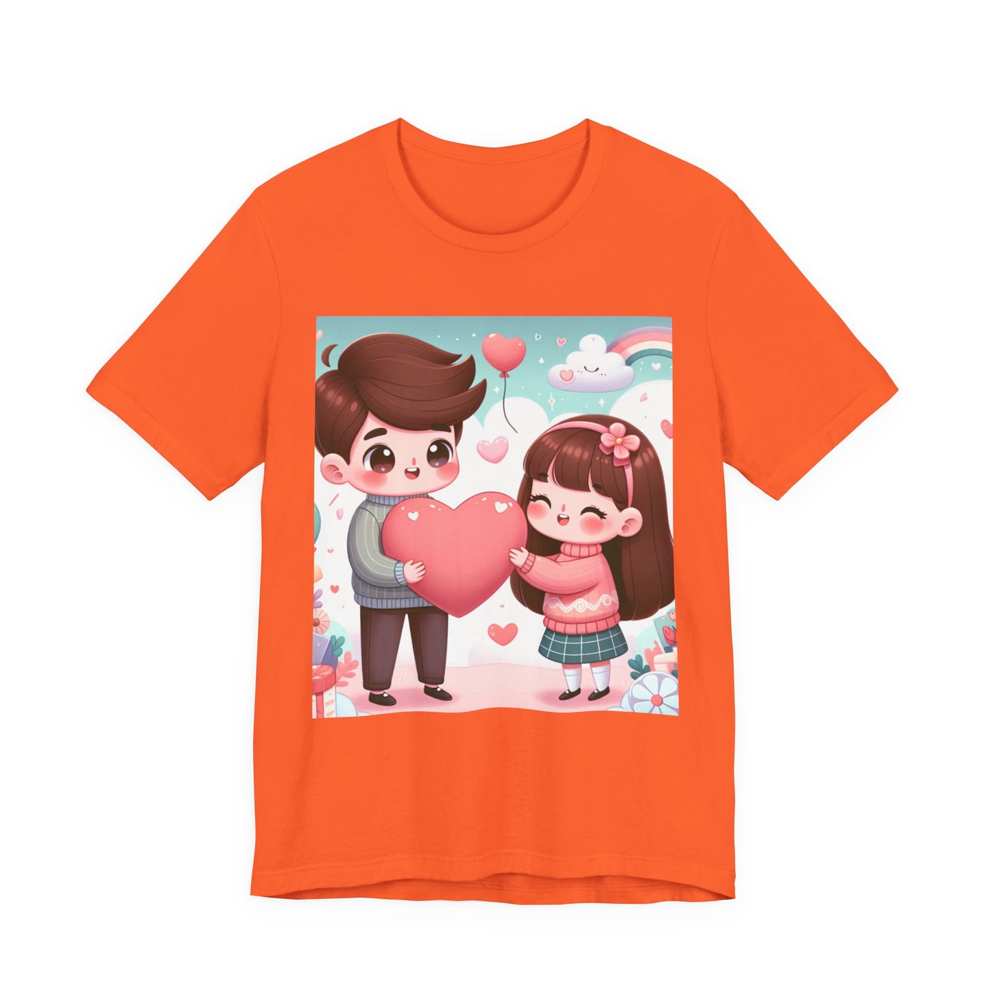 Cute Couple Heart Graphic Tee - Valentine Kawaii Love T-Shirt