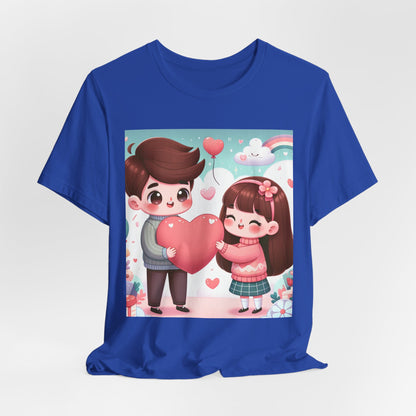 Cute Couple Heart Graphic Tee - Valentine Kawaii Love T-Shirt