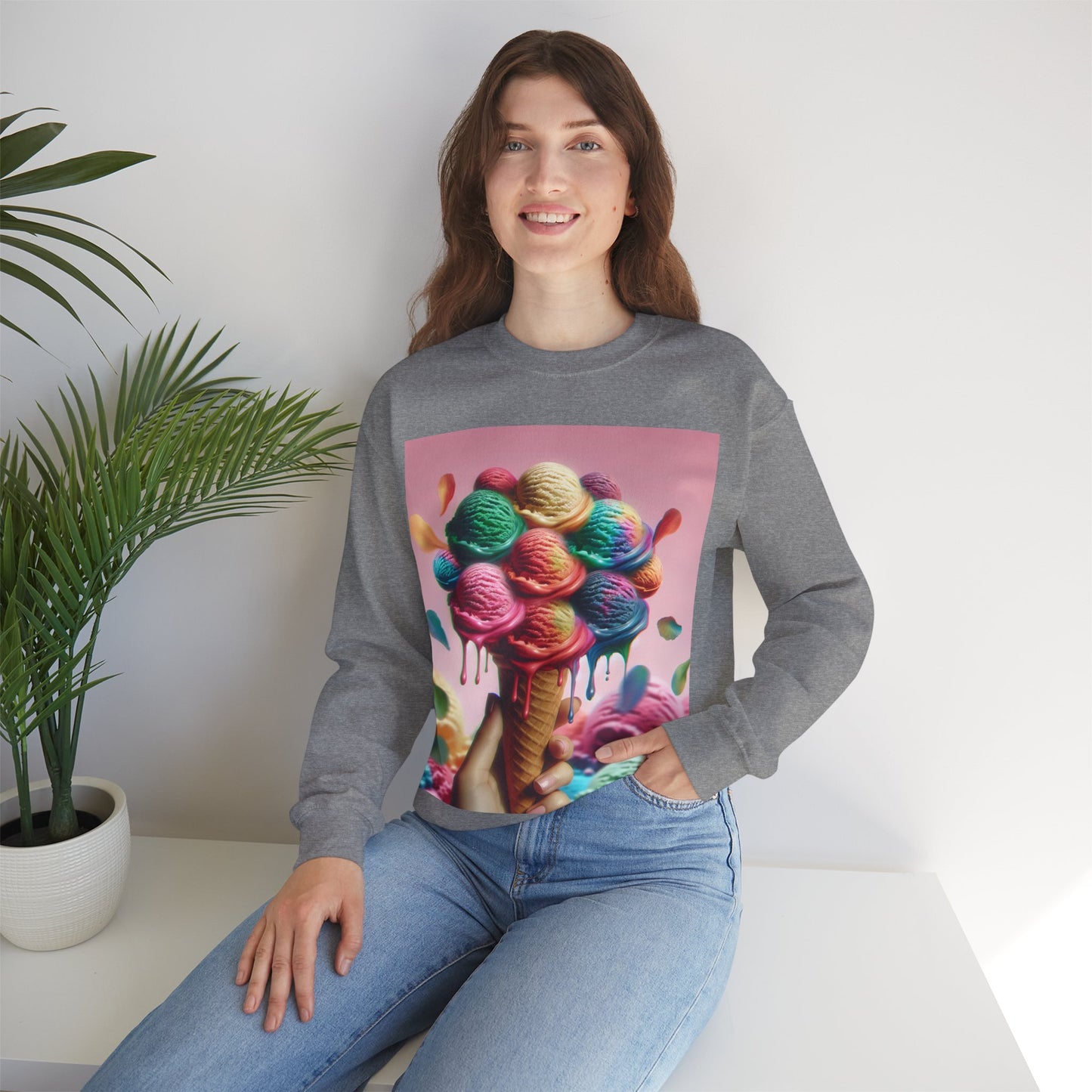 Colorful Ice Cream Crewneck Sweatshirt - Sweet Summer Vibes