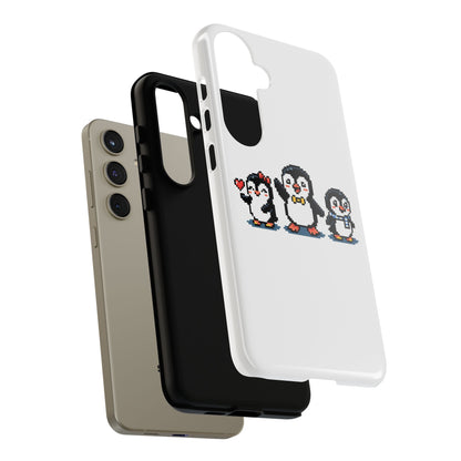 Penguin Pixel Trio Phone Case — Cute Retro 8‑Bit Penguin Family Protective Cover