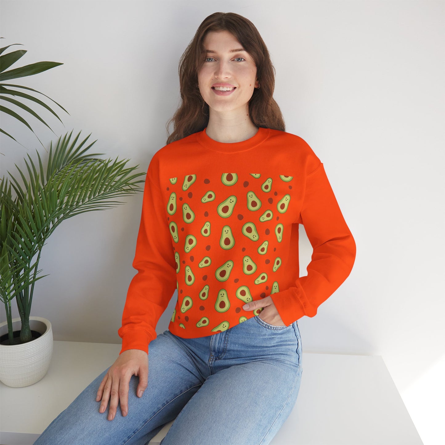 Cute Avocado Pattern Unisex Crewneck Sweatshirt - Perfect for Food Lovers