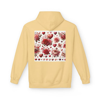 Heart & Rose Pattern Hoodie — Romantic Floral Valentine Pullover