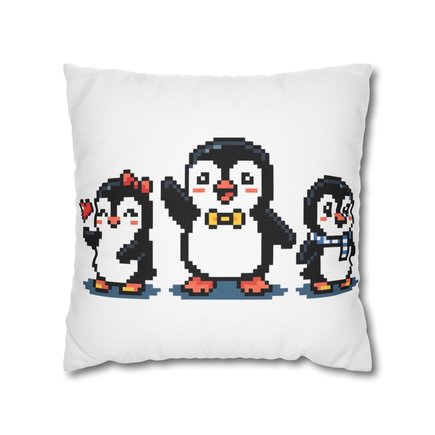 Pixel Penguin Family Pillowcase — Cute Retro 8‑Bit Throw Pillow Cover