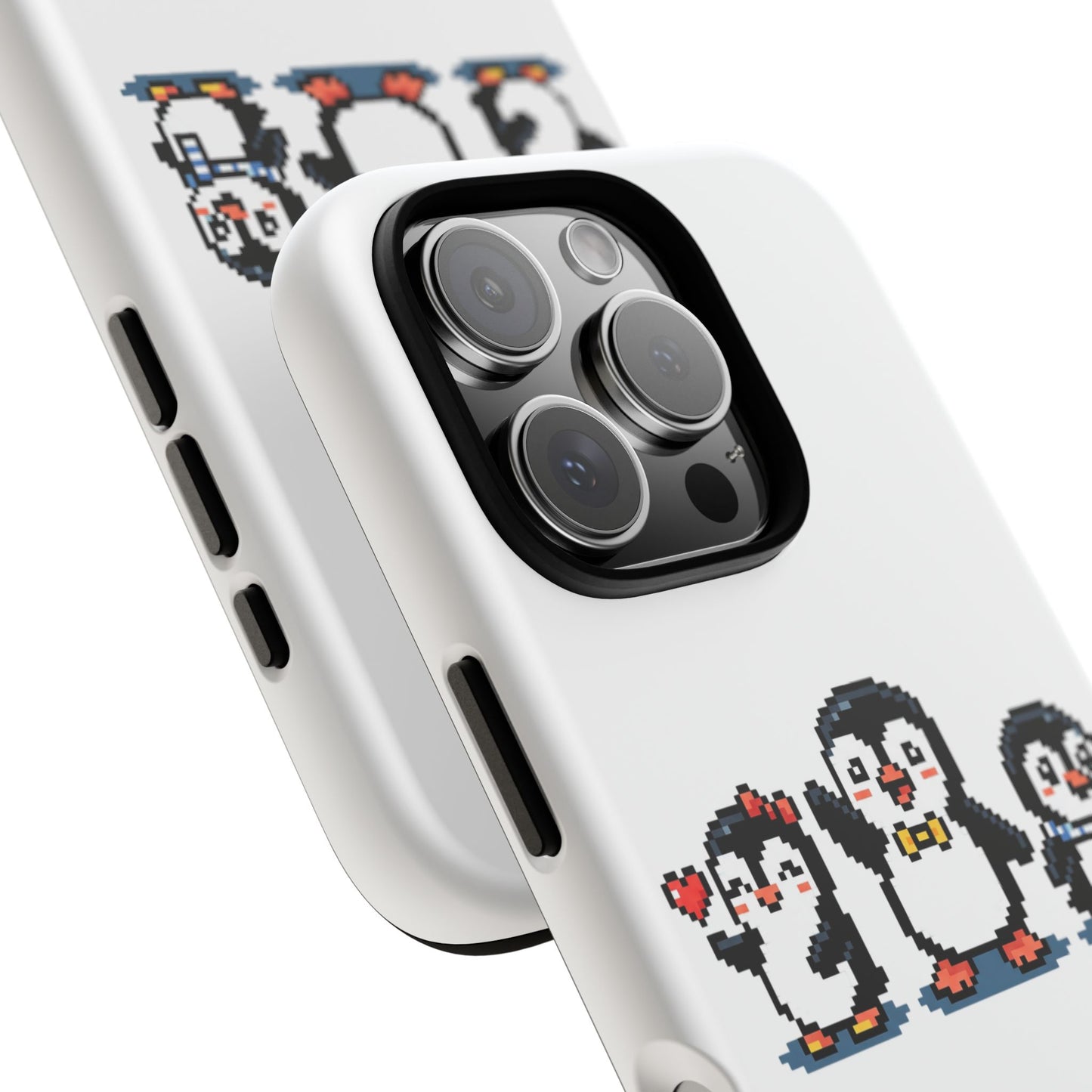 Penguin Pixel Trio Phone Case — Cute Retro 8‑Bit Penguin Family Protective Cover