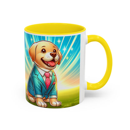 Joyful Dog in Suit Accent Coffee Mug - Perfect Gift for Dog Lovers