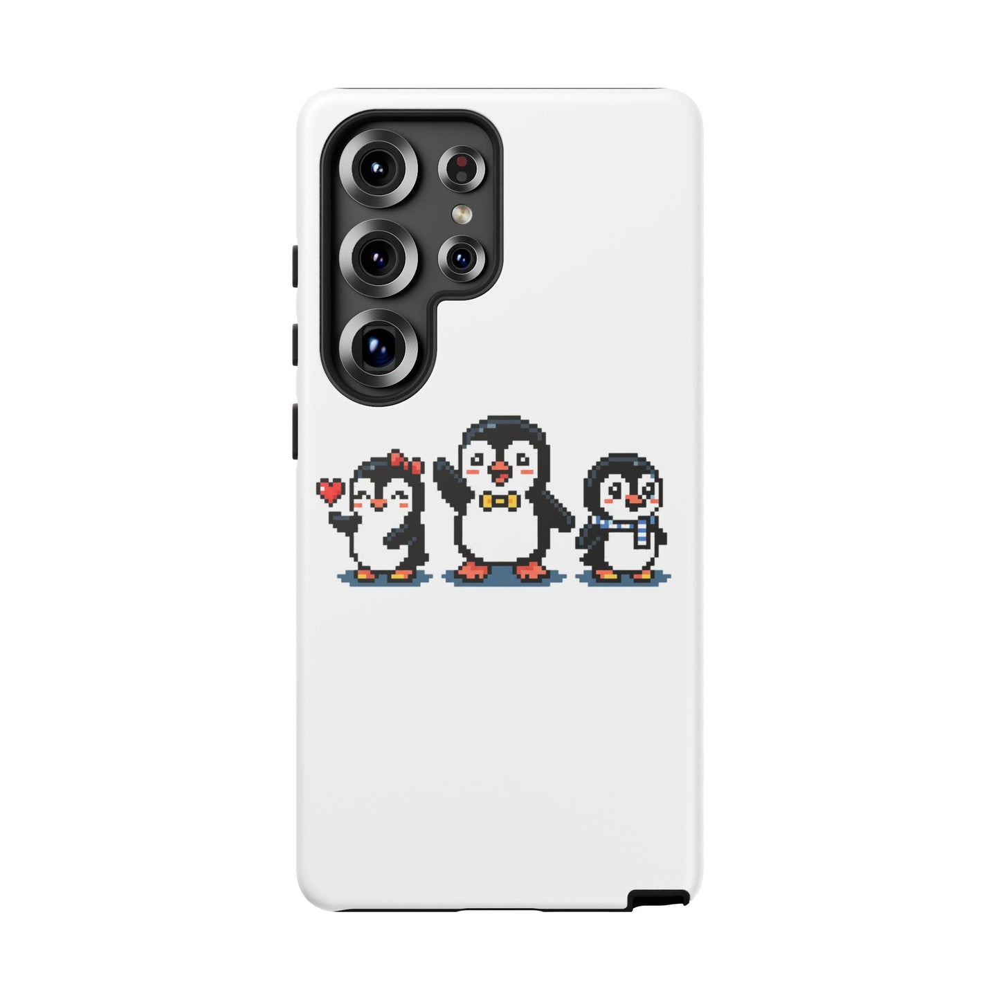 Penguin Pixel Trio Phone Case — Cute Retro 8‑Bit Penguin Family Protective Cover