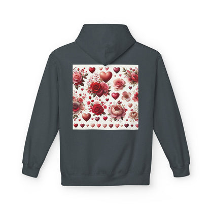 Heart & Rose Pattern Hoodie — Romantic Floral Valentine Pullover