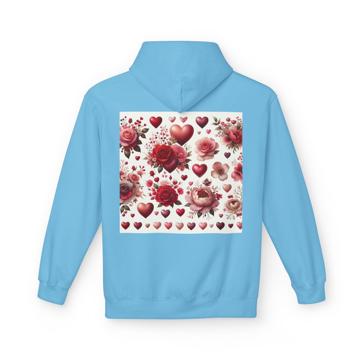 Heart & Rose Pattern Hoodie — Romantic Floral Valentine Pullover