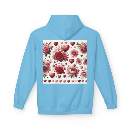 Heart & Rose Pattern Hoodie — Romantic Floral Valentine Pullover