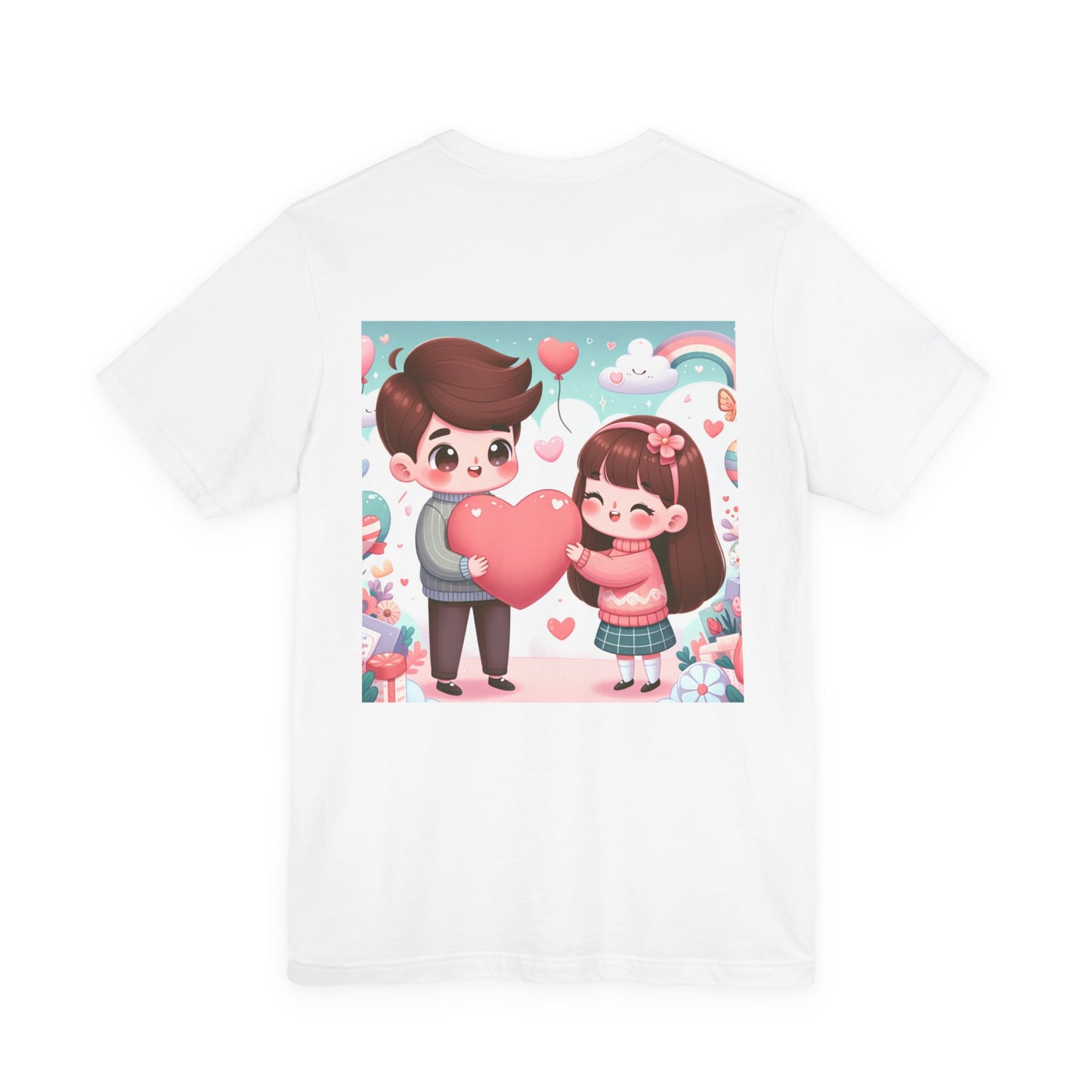 Cute Couple Heart Graphic Tee - Valentine Kawaii Love T-Shirt