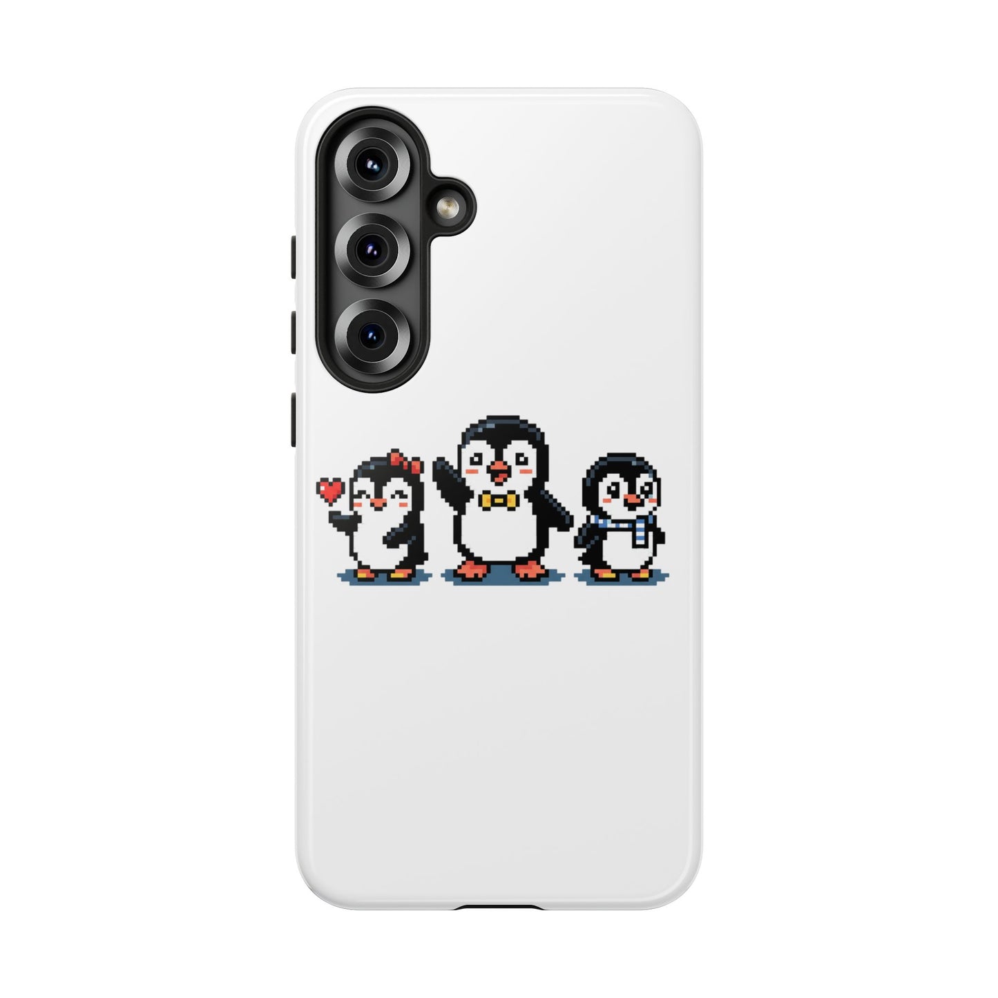 Penguin Pixel Trio Phone Case — Cute Retro 8‑Bit Penguin Family Protective Cover