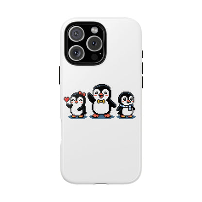 Penguin Pixel Trio Phone Case — Cute Retro 8‑Bit Penguin Family Protective Cover