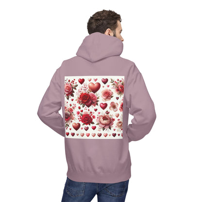Heart & Rose Pattern Hoodie — Romantic Floral Valentine Pullover