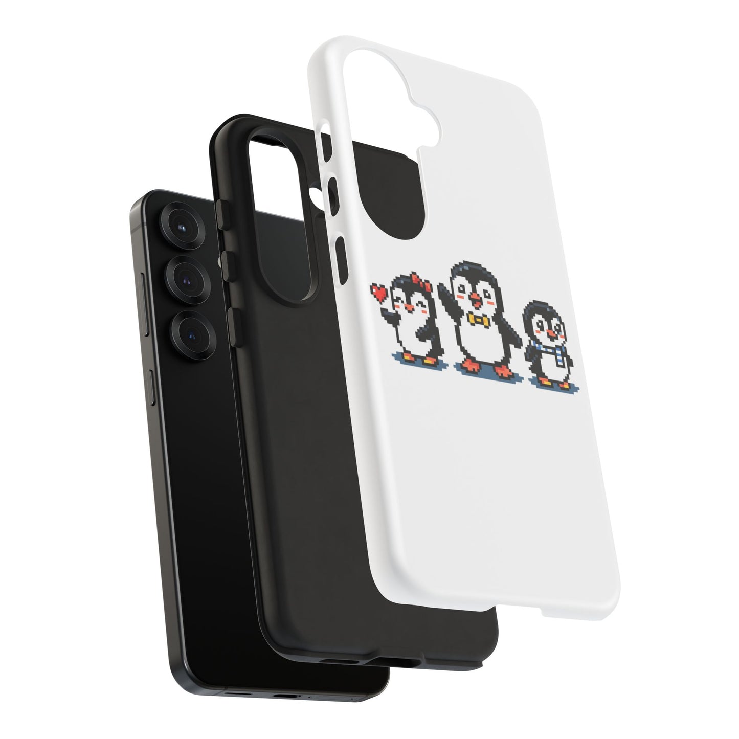 Penguin Pixel Trio Phone Case — Cute Retro 8‑Bit Penguin Family Protective Cover