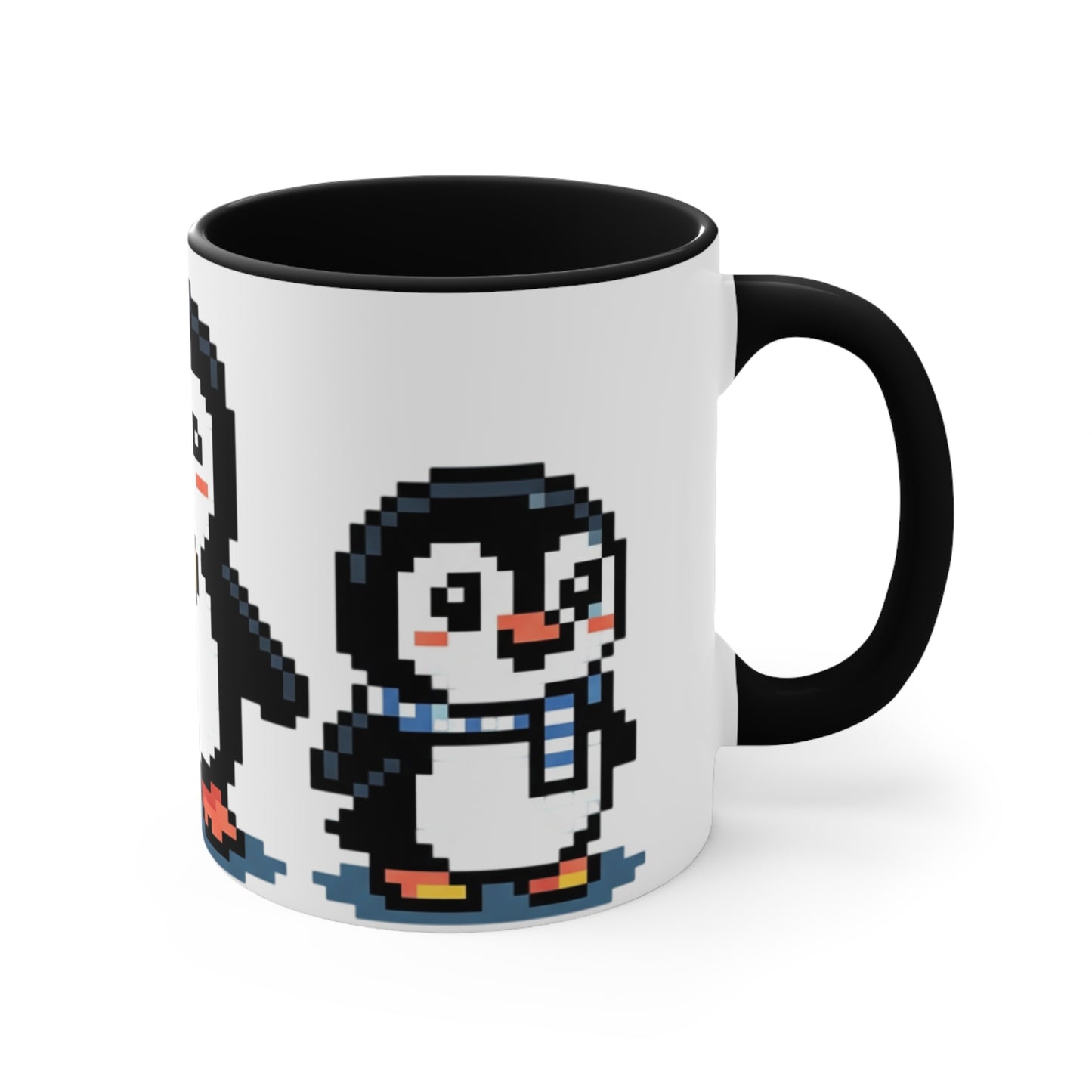 Pixel Penguin Accent Mug — Cute 8‑Bit Penguin Couple 11oz Coffee Cup