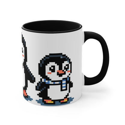 Pixel Penguin Accent Mug — Cute 8‑Bit Penguin Couple 11oz Coffee Cup