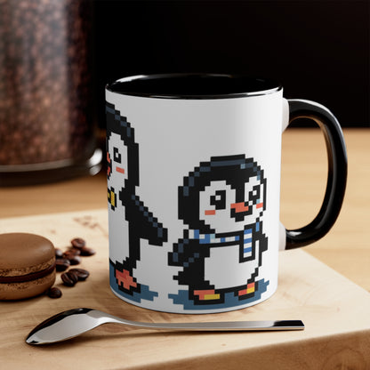Pixel Penguin Accent Mug — Cute 8‑Bit Penguin Couple 11oz Coffee Cup