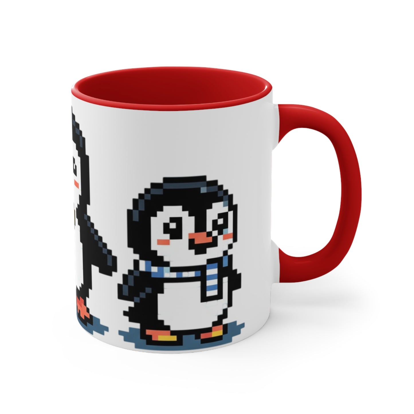Pixel Penguin Accent Mug — Cute 8‑Bit Penguin Couple 11oz Coffee Cup