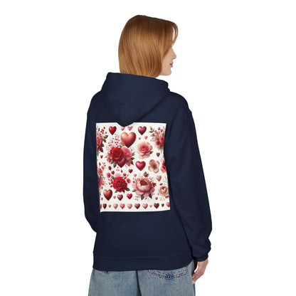 Heart & Rose Pattern Hoodie — Romantic Floral Valentine Pullover