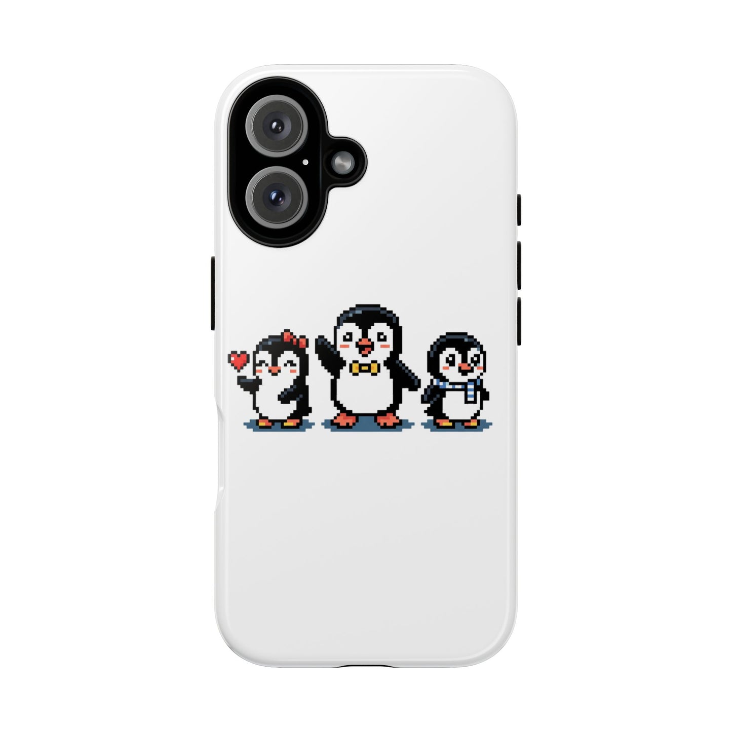 Penguin Pixel Trio Phone Case — Cute Retro 8‑Bit Penguin Family Protective Cover