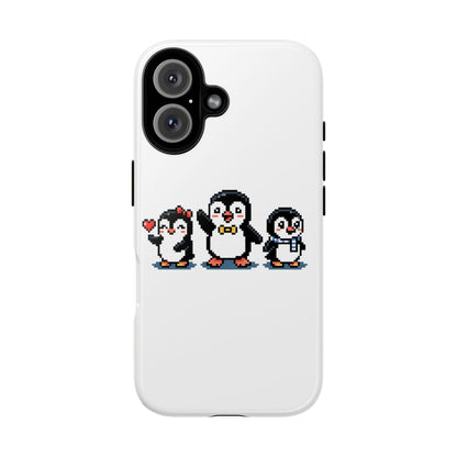 Penguin Pixel Trio Phone Case — Cute Retro 8‑Bit Penguin Family Protective Cover