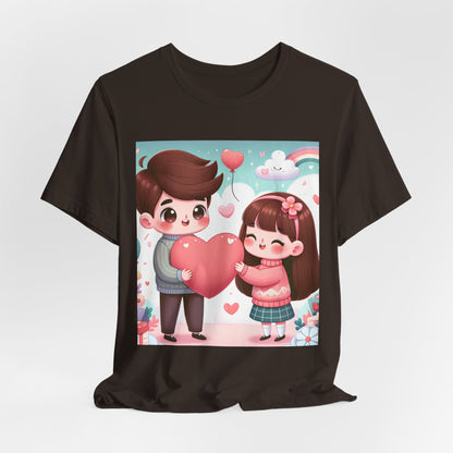 Cute Couple Heart Graphic Tee - Valentine Kawaii Love T-Shirt