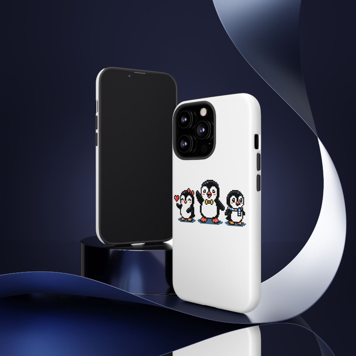 Penguin Pixel Trio Phone Case — Cute Retro 8‑Bit Penguin Family Protective Cover