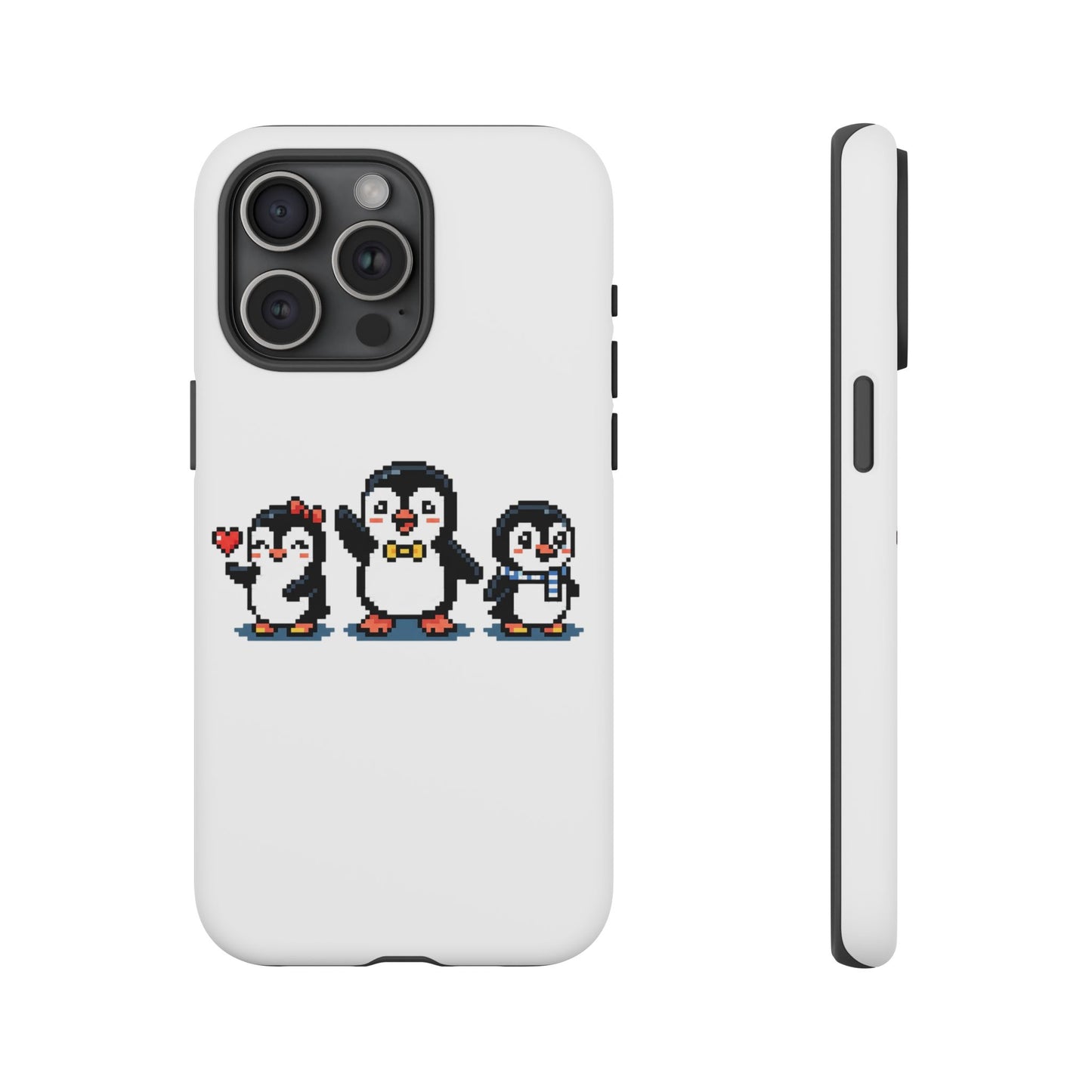 Penguin Pixel Trio Phone Case — Cute Retro 8‑Bit Penguin Family Protective Cover