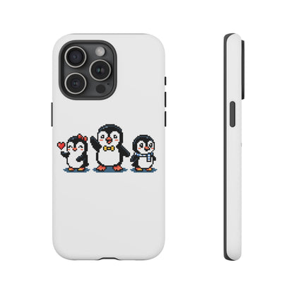 Penguin Pixel Trio Phone Case — Cute Retro 8‑Bit Penguin Family Protective Cover