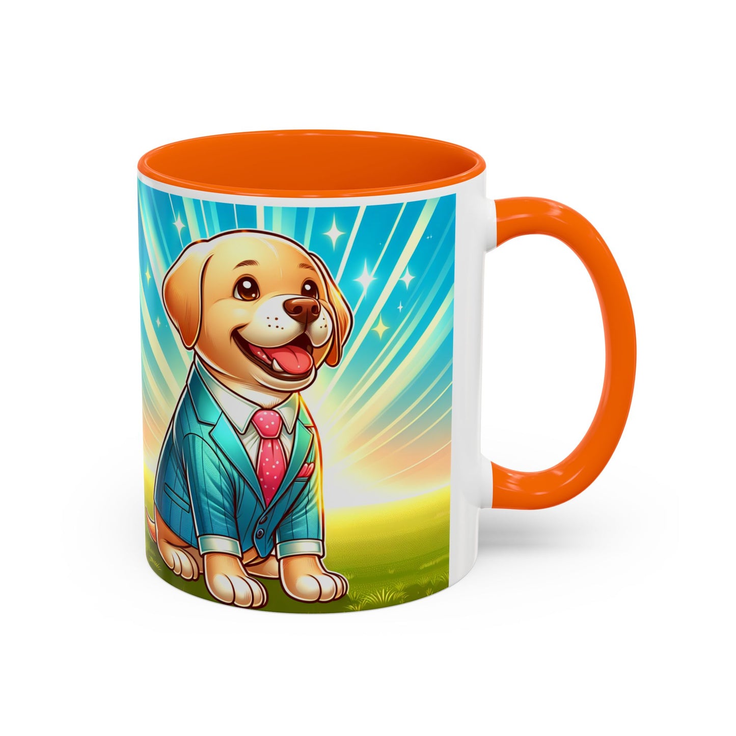 Joyful Dog in Suit Accent Coffee Mug - Perfect Gift for Dog Lovers