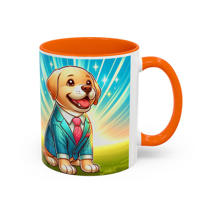 Joyful Dog in Suit Accent Coffee Mug - Perfect Gift for Dog Lovers