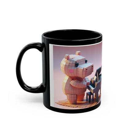 Cute Piano Bear Black Mug - 11oz & 15oz