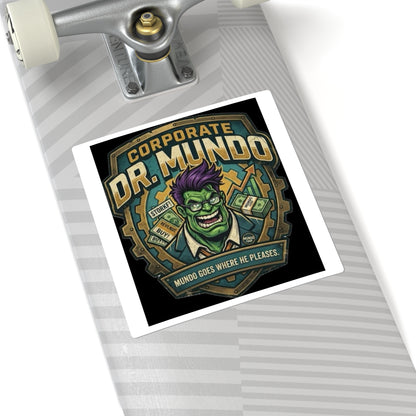 Square Sticker — Corporate Dr. Mundo Gaming Logo ("Mundo Goes Where He Pleases") league of legends