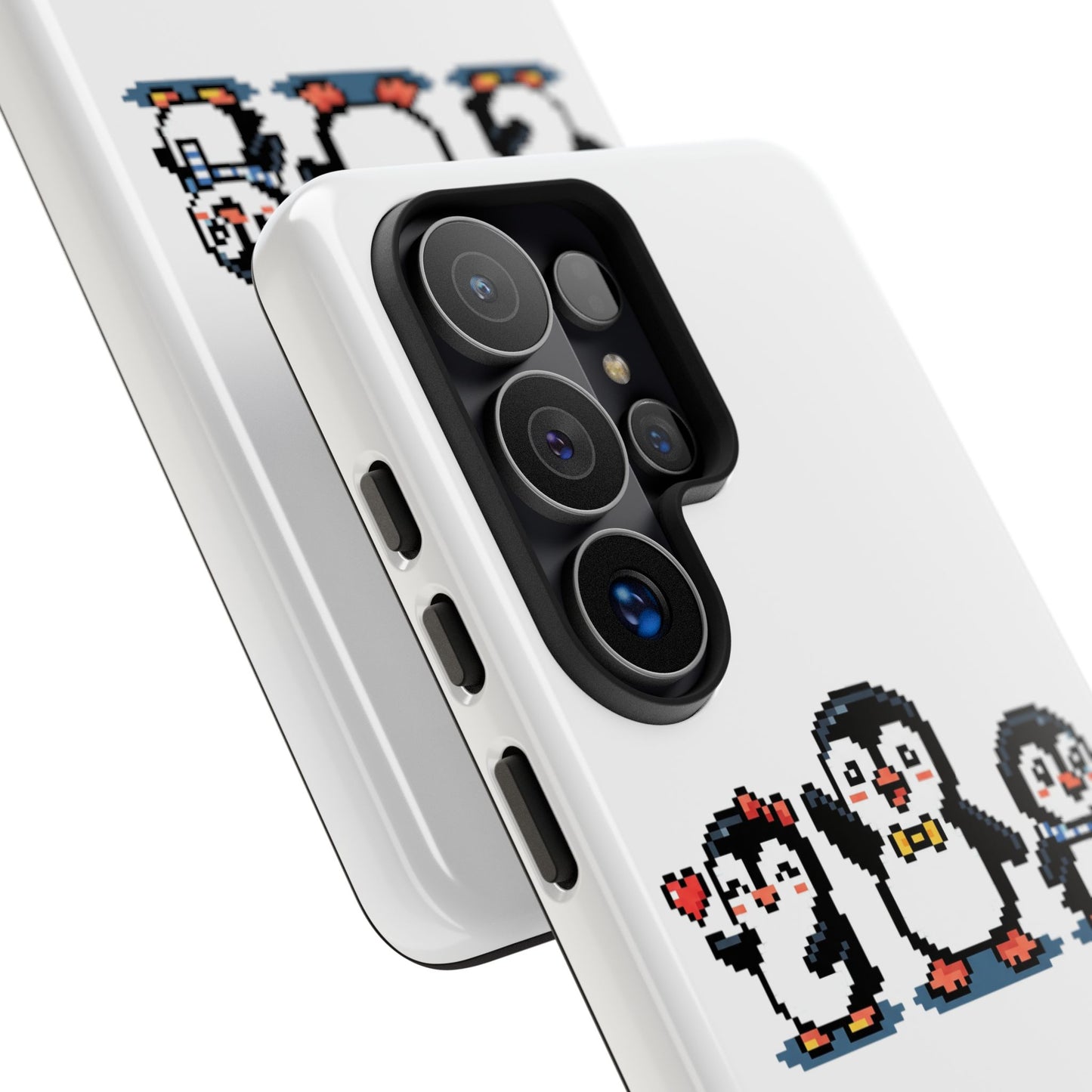 Penguin Pixel Trio Phone Case — Cute Retro 8‑Bit Penguin Family Protective Cover