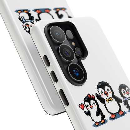 Penguin Pixel Trio Phone Case — Cute Retro 8‑Bit Penguin Family Protective Cover