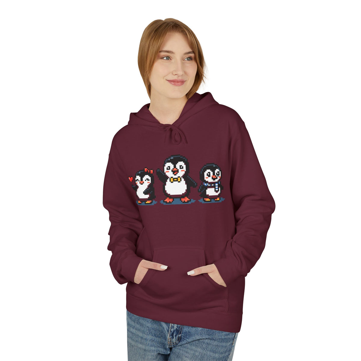Pixel Penguin Hoodie — Cute Retro 8-Bit Penguin Family Pullover