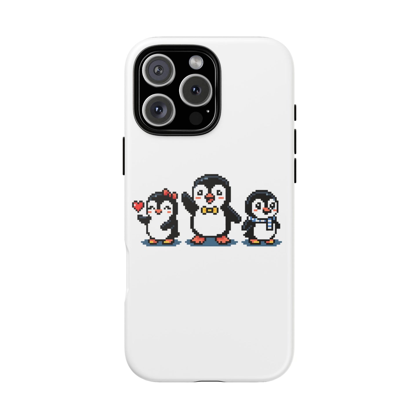 Penguin Pixel Trio Phone Case — Cute Retro 8‑Bit Penguin Family Protective Cover