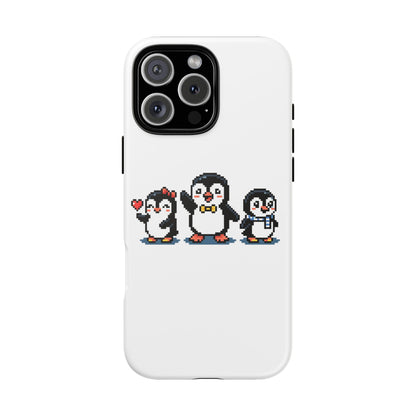 Penguin Pixel Trio Phone Case — Cute Retro 8‑Bit Penguin Family Protective Cover