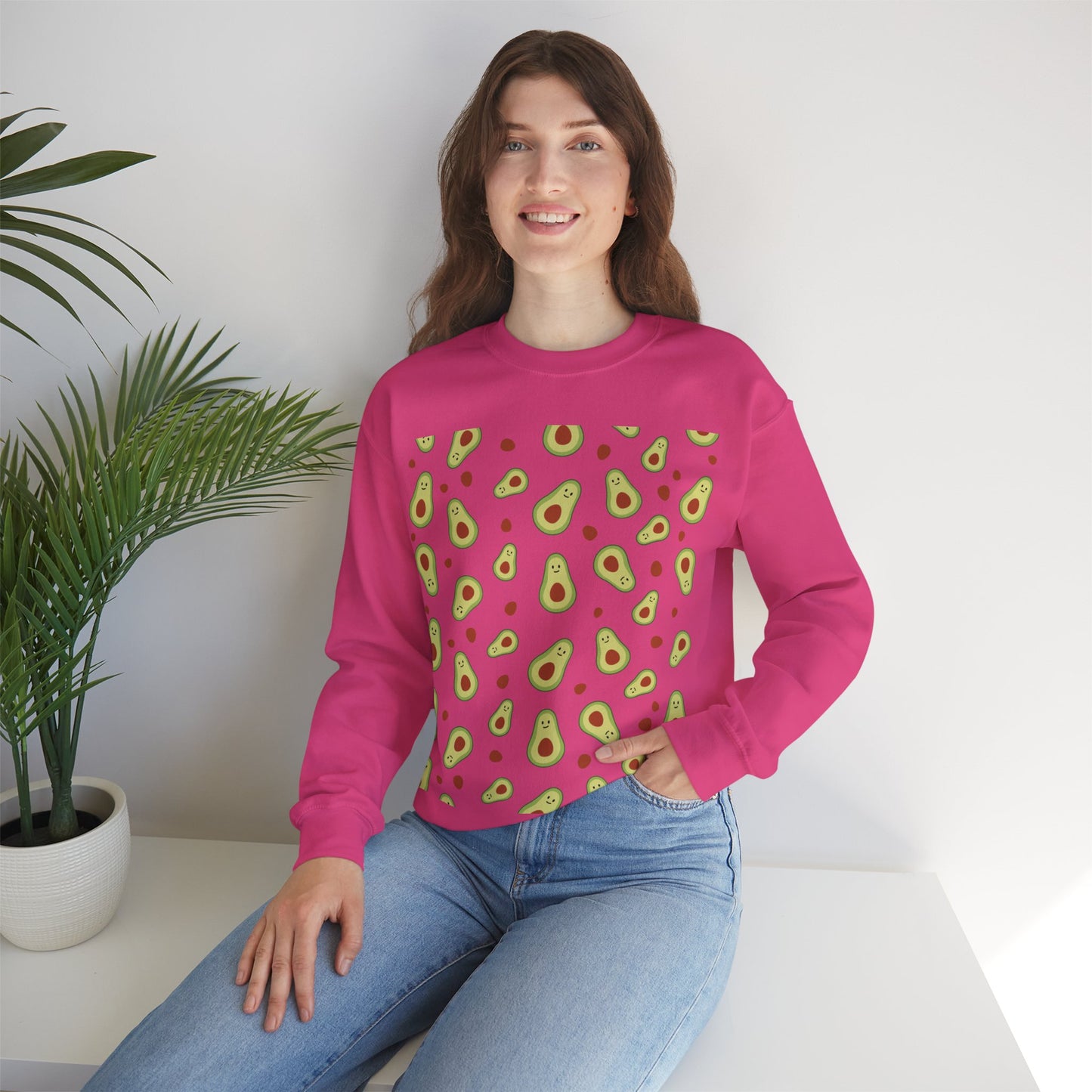 Cute Avocado Pattern Unisex Crewneck Sweatshirt - Perfect for Food Lovers