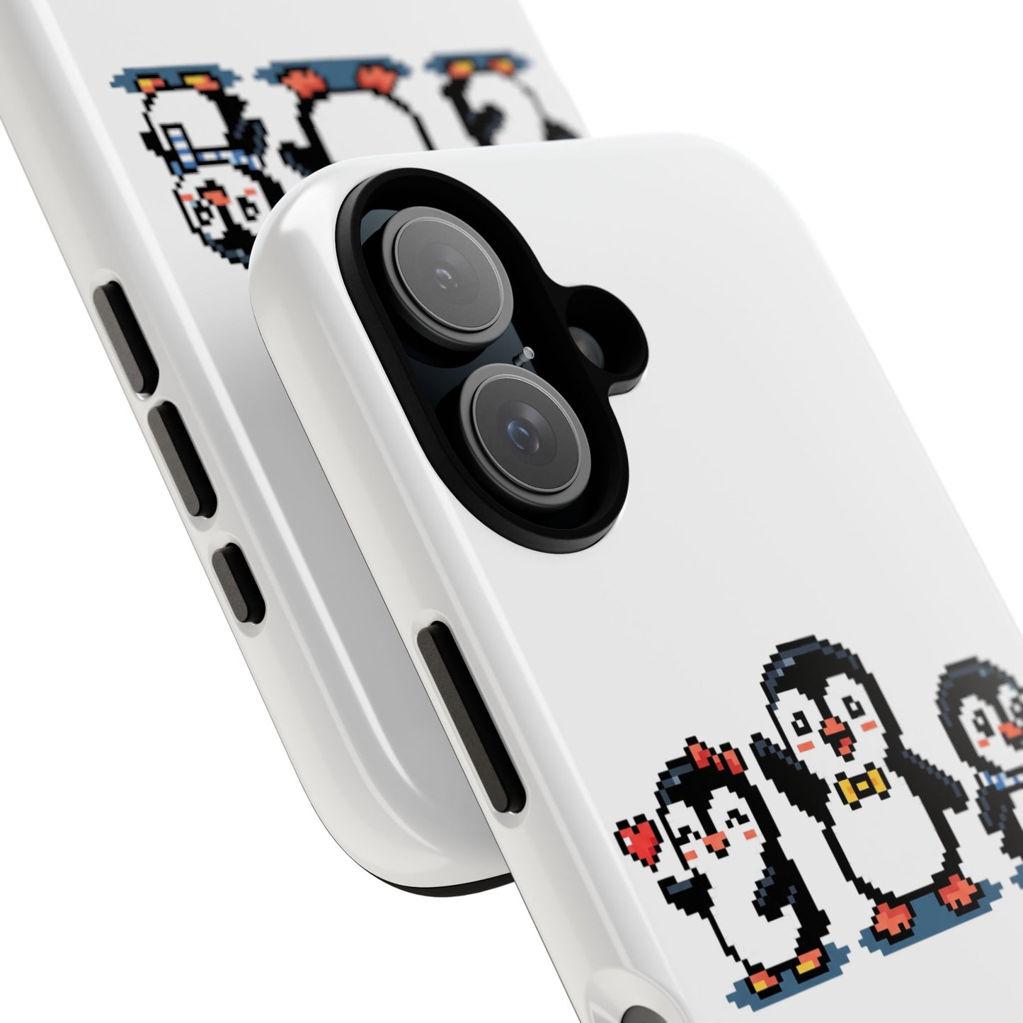 Penguin Pixel Trio Phone Case — Cute Retro 8‑Bit Penguin Family Protective Cover