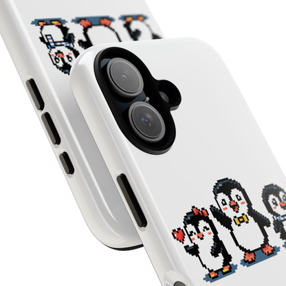 Penguin Pixel Trio Phone Case — Cute Retro 8‑Bit Penguin Family Protective Cover