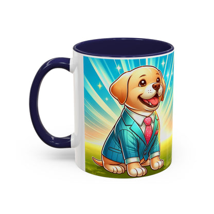 Joyful Dog in Suit Accent Coffee Mug - Perfect Gift for Dog Lovers