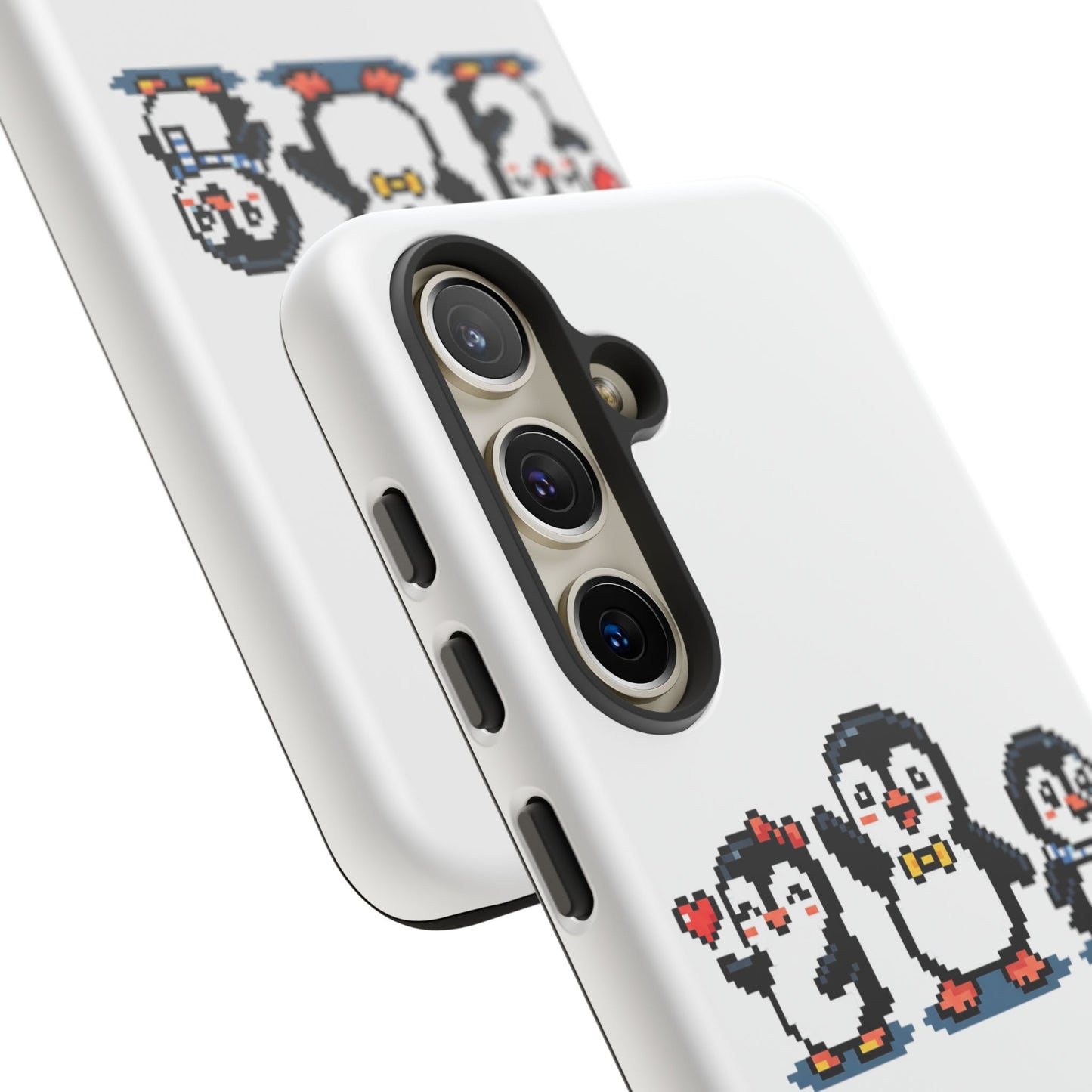 Penguin Pixel Trio Phone Case — Cute Retro 8‑Bit Penguin Family Protective Cover