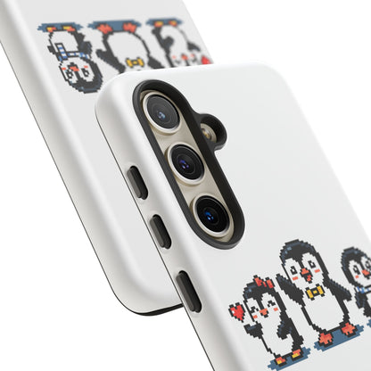 Penguin Pixel Trio Phone Case — Cute Retro 8‑Bit Penguin Family Protective Cover