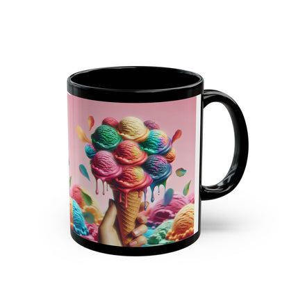 Colorful Ice Cream Black Mug - Perfect for Summer Treats