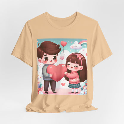 Cute Couple Heart Graphic Tee - Valentine Kawaii Love T-Shirt